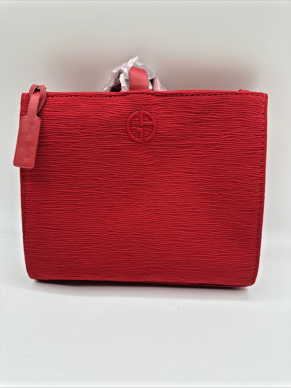 Giorgio Armani Beauty Red Cosmetic Makeup Bag Pouch Travel Case New